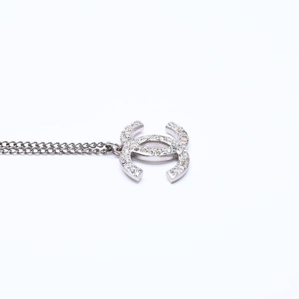 CHANEL シャネル ネックレス ココマーク シルバー ラインストーン 05A刻印 重量約7.91g 美品 中古 4a004559