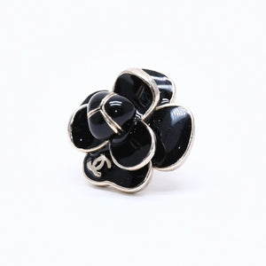 CHANEL Earrings Black Gold Camellia Motif 19V Engraved Weight Approx. 12.17g Good Condition Used 4a004566