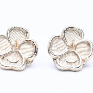 CHANEL Earrings Black Gold Camellia Motif 19V Engraved Weight Approx. 12.17g Good Condition Used 4a004566