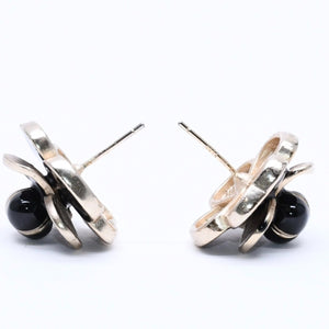 CHANEL Earrings Black Gold Camellia Motif 19V Engraved Weight Approx. 12.17g Good Condition Used 4a004566