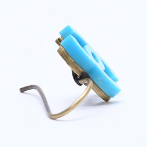 CHANEL Earrings Coco Mark 00A Engraved Weight Approx. 1.95g Hook Earrings Gold Hardware Blue Good Condition Used 4c060799