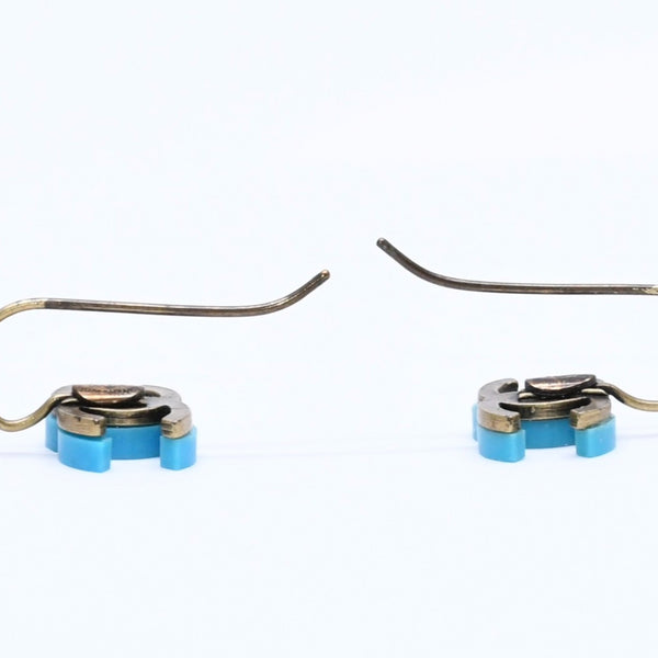 CHANEL Earrings Coco Mark 00A Engraved Weight Approx. 1.95g Hook Earrings Gold Hardware Blue Good Condition Used 4c060799