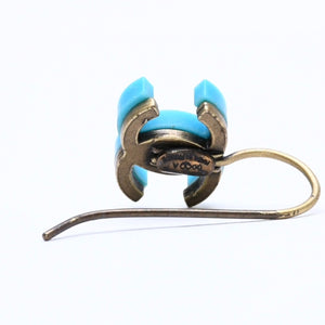 CHANEL Earrings Coco Mark 00A Engraved Weight Approx. 1.95g Hook Earrings Gold Hardware Blue Good Condition Used 4c060799