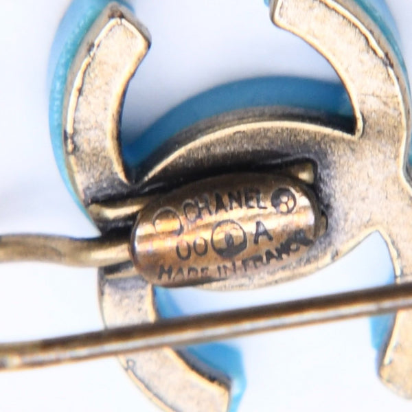CHANEL Earrings Coco Mark 00A Engraved Weight Approx. 1.95g Hook Earrings Gold Hardware Blue Good Condition Used 4c060799