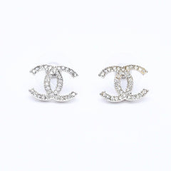CHANEL シャネル ピアス イヤリング Coco Mark ココマーク A14V刻印 重量約2.65g ラインストーン シルバー 美品 中古 4a004569