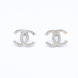 CHANEL シャネル ピアス イヤリング Coco Mark ココマーク A14V刻印 重量約2.65g ラインストーン シルバー 美品 中古 4a004569