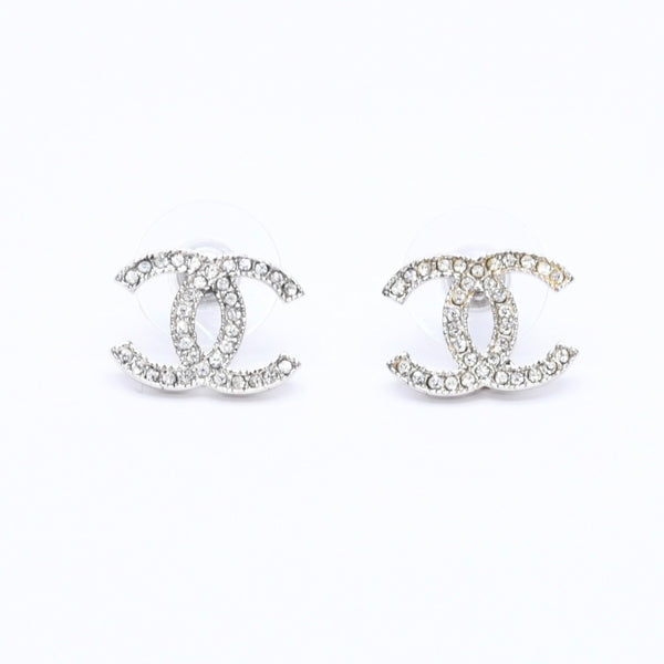 CHANEL シャネル ピアス イヤリング Coco Mark ココマーク A14V刻印 重量約2.65g ラインストーン シルバー 美品 中古 4a004569