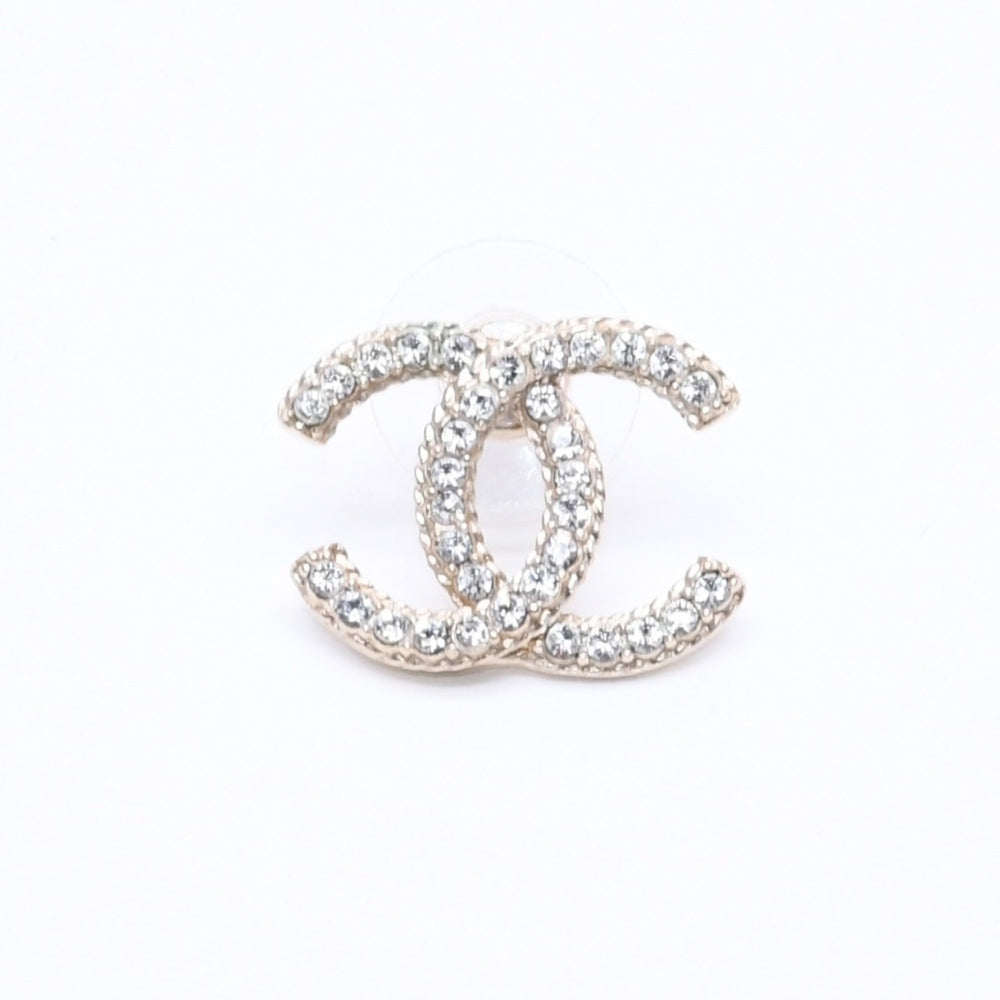 極美品 CHANEL シャネル ピアス イヤリング ココマーク ラインストーン 片耳ピアス ゴールド A19K刻印 重量約2.20g 中古 4a004570