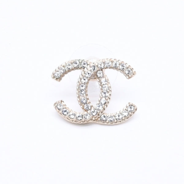 Very Good Condition CHANEL Earrings Coco Mark Rhinestone One Ear Earrings Gold A19K Engraved Weight Approx. 2.20g Used 4a004570