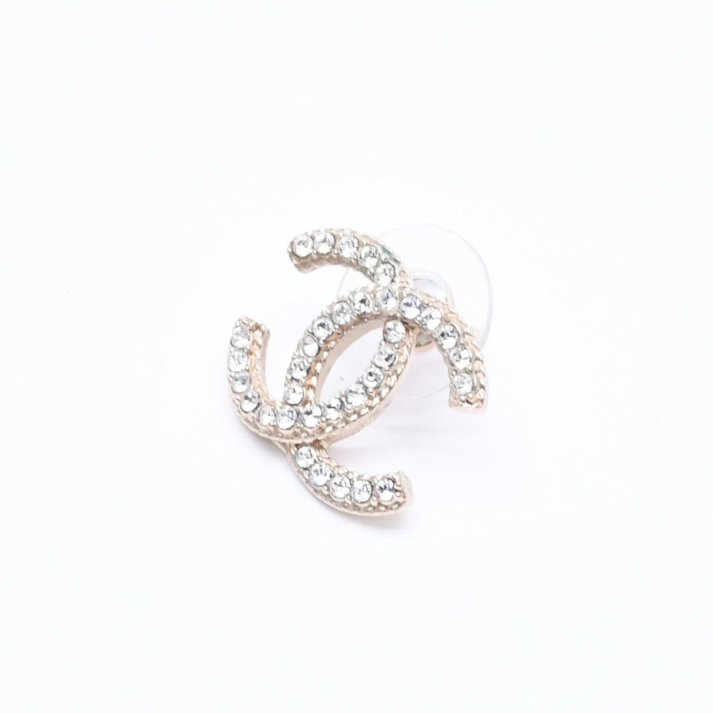 極美品 CHANEL シャネル ピアス イヤリング ココマーク ラインストーン 片耳ピアス ゴールド A19K刻印 重量約2.20g 中古 4a004570