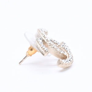 Very Good Condition CHANEL Earrings Coco Mark Rhinestone One Ear Earrings Gold A19K Engraved Weight Approx. 2.20g Used 4a004570