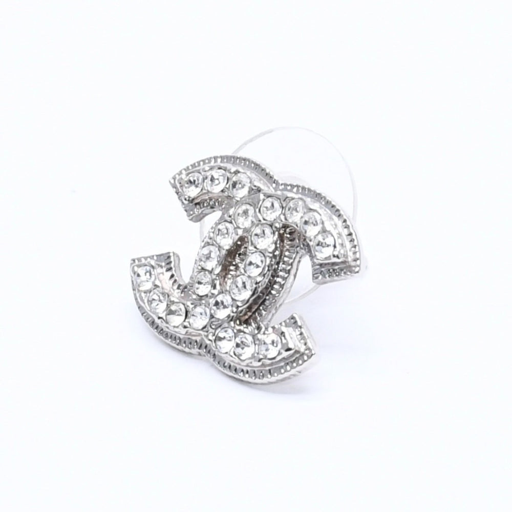 極美品 CHANEL シャネル ピアス Coco Mark ココマーク シルバー ラインストーン A11V刻印 重量約3.40g 中古 4a004575
