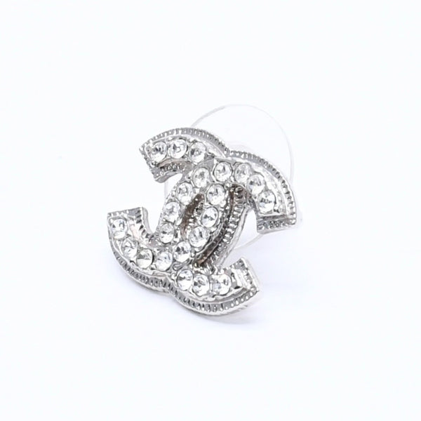 極美品 CHANEL シャネル ピアス Coco Mark ココマーク シルバー ラインストーン A11V刻印 重量約3.40g 中古 4a004575
