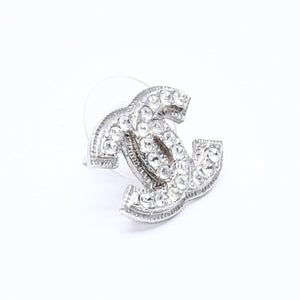 極美品 CHANEL シャネル ピアス Coco Mark ココマーク シルバー ラインストーン A11V刻印 重量約3.40g 中古 4a004575