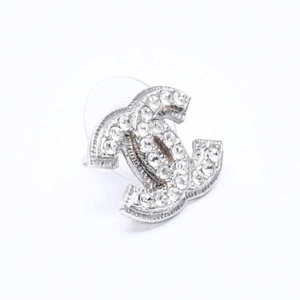 極美品 CHANEL シャネル ピアス Coco Mark ココマーク シルバー ラインストーン A11V刻印 重量約3.40g 中古 4a004575