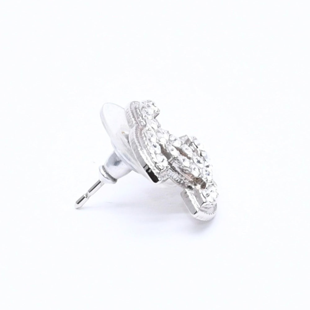 Very Good Condition CHANEL Earrings Coco Mark Silver Rhinestone A11V Engraved Weight Approx. 3.40g Used 4a004575