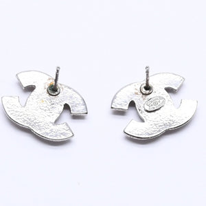 極美品 CHANEL シャネル ピアス Coco Mark ココマーク シルバー ラインストーン A11V刻印 重量約3.40g 中古 4a004575