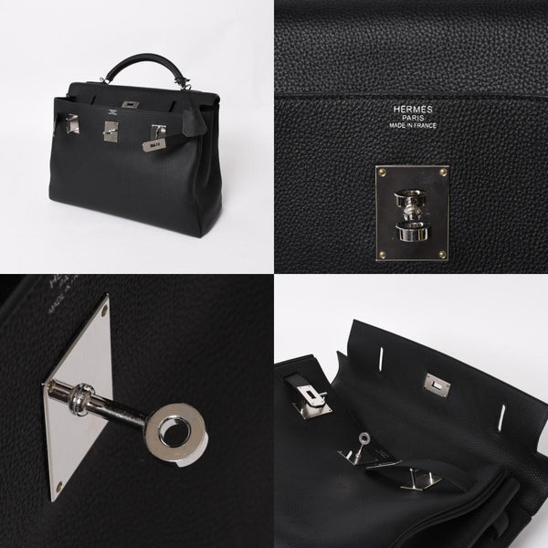 Like new HERMES Maxi Kelly 42 Handbag B engraved Togo Noir SV hardware Made in 2023 Inside stitching Used 4a004578