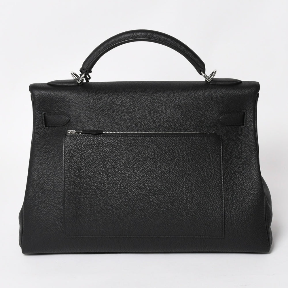 新品同様 HERMES エルメス Maxi Kelly 42 マキシケリー 42 ハンドバッグ B刻印 トゴ ノワール SV金具 2023年製 内縫い 中古 4a004578