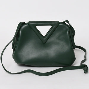 極美品 BOTTEGA VENETA ボッテガヴェネタ トライアングル ポイント スモール ショルダーバッグ グリーン 658476 中古 4a004587