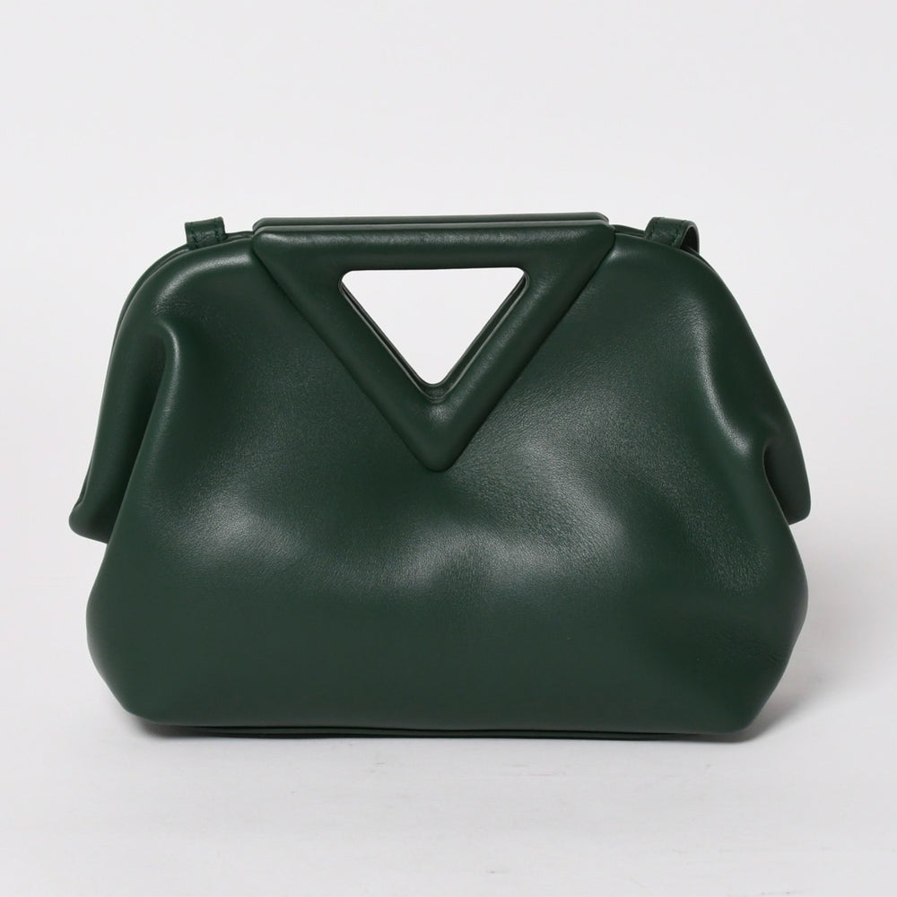 極美品 BOTTEGA VENETA ボッテガヴェネタ トライアングル ポイント スモール ショルダーバッグ グリーン 658476 中古 4a004587