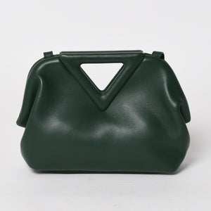 極美品 BOTTEGA VENETA ボッテガヴェネタ トライアングル ポイント スモール ショルダーバッグ グリーン 658476 中古 4a004587