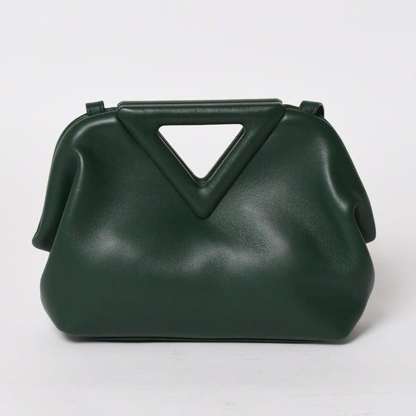 極美品 BOTTEGA VENETA ボッテガヴェネタ トライアングル ポイント スモール ショルダーバッグ グリーン 658476 中古 4a004587