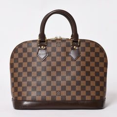LOUIS VUITTON ルイヴィトン アルマ ハンドバッグ ダミエ エベヌ ブラウン N51131 ゴールド金具 美品 中古 4a004585