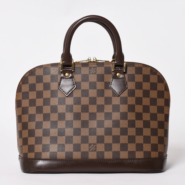 LOUIS VUITTON ルイヴィトン アルマ ハンドバッグ ダミエ エベヌ ブラウン N51131 ゴールド金具 美品 中古 4a004585