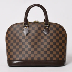 LOUIS VUITTON ルイヴィトン アルマ ハンドバッグ ダミエ エベヌ ブラウン N51131 ゴールド金具 美品 中古 4a004585