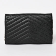 画像をギャラリービューアに読み込む, 極美品 SAINT LAURENT サンローラン カサンドラ レザー チェーンウォレット キャビアスキン ブラック シルバー金具 中古 4a004629