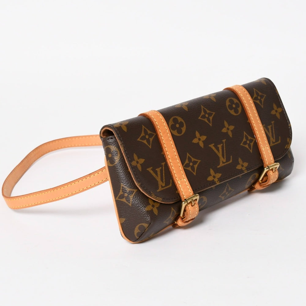 極美品 LOUIS VUITTON ルイヴィトン ショルダーバッグ ウエストポーチ M51159 ポシェット マレル ブラウン ゴールド金具 中古 4a004583