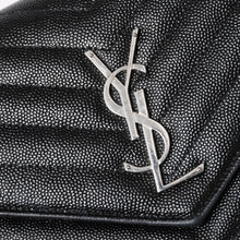 画像をギャラリービューアに読み込む, 極美品 SAINT LAURENT サンローラン カサンドラ レザー チェーンウォレット キャビアスキン ブラック シルバー金具 中古 4a004629
