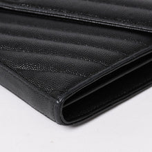 画像をギャラリービューアに読み込む, 極美品 SAINT LAURENT サンローラン カサンドラ レザー チェーンウォレット キャビアスキン ブラック シルバー金具 中古 4a004629
