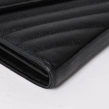 画像をギャラリービューアに読み込む, 極美品 SAINT LAURENT サンローラン カサンドラ レザー チェーンウォレット キャビアスキン ブラック シルバー金具 中古 4a004629