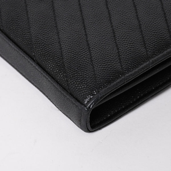極美品 SAINT LAURENT サンローラン カサンドラ レザー チェーンウォレット キャビアスキン ブラック シルバー金具 中古 4a004629