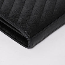 画像をギャラリービューアに読み込む, 極美品 SAINT LAURENT サンローラン カサンドラ レザー チェーンウォレット キャビアスキン ブラック シルバー金具 中古 4a004629