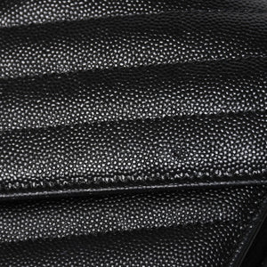 極美品 SAINT LAURENT サンローラン カサンドラ レザー チェーンウォレット キャビアスキン ブラック シルバー金具 中古 4a004629