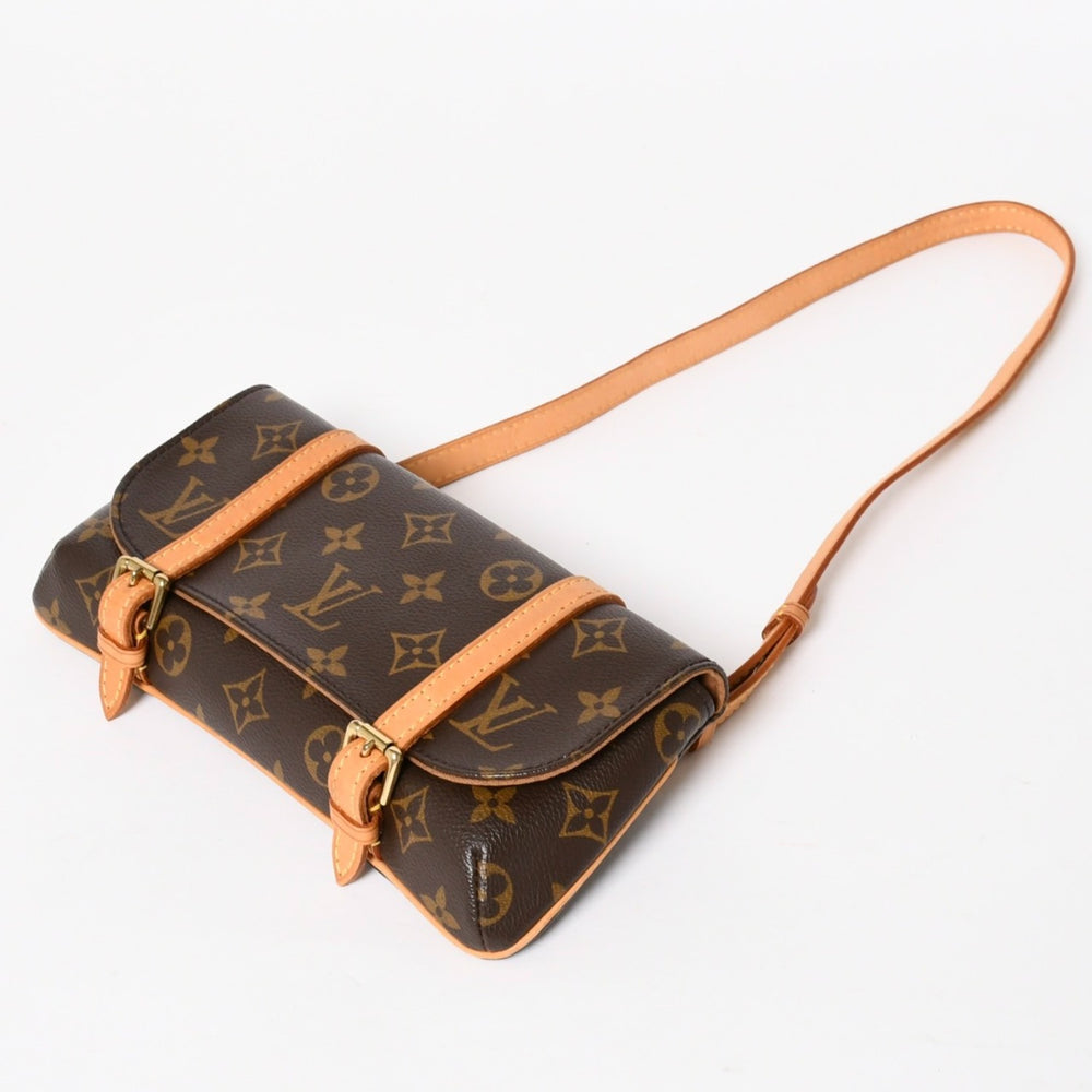 極美品 LOUIS VUITTON ルイヴィトン ショルダーバッグ ウエストポーチ M51159 ポシェット マレル ブラウン ゴールド金具 中古 4a004583
