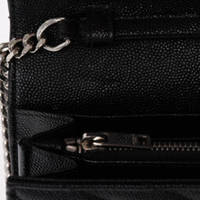 画像をギャラリービューアに読み込む, 極美品 SAINT LAURENT サンローラン カサンドラ レザー チェーンウォレット キャビアスキン ブラック シルバー金具 中古 4a004629