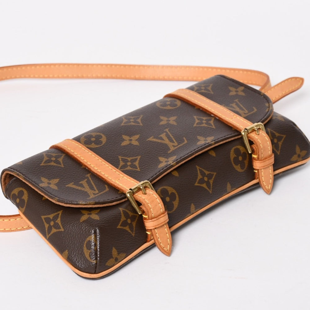 極美品 LOUIS VUITTON ルイヴィトン ショルダーバッグ ウエストポーチ M51159 ポシェット マレル ブラウン ゴールド金具 中古 4a004583