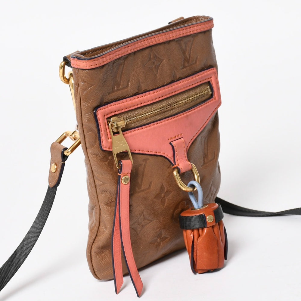 極美品 LOUIS VUITTON ルイヴィトン ショルダーバッグ M40369 アンダーグラウンド フラットバッグ ショルダーバッグ ブラウン ピンク ゴールド金具 中古 4a004769
