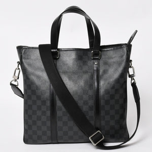Very good condition LOUIS VUITTON Tadao shoulder bag handbag 2way N51192 Damier graphite black silver hardware used 4a004612
