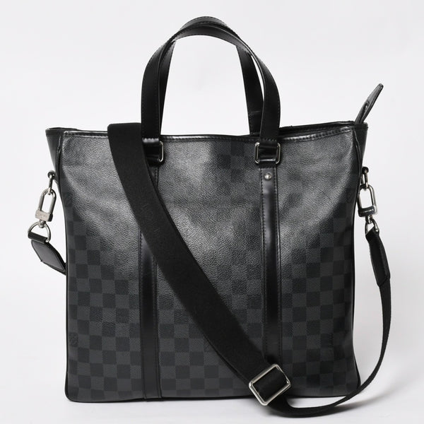 Very good condition LOUIS VUITTON Tadao shoulder bag handbag 2way N51192 Damier graphite black silver hardware used 4a004612