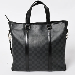 Very good condition LOUIS VUITTON Tadao shoulder bag handbag 2way N51192 Damier graphite black silver hardware used 4a004612