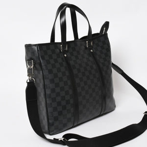 Very good condition LOUIS VUITTON Tadao shoulder bag handbag 2way N51192 Damier graphite black silver hardware used 4a004612