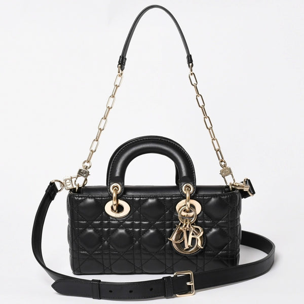 Very Good Condition Christian Dior Lady D-Joy Bag Small M0613ONGE_M900 Cannage Lambskin Black Used 4a003292