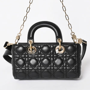 Very Good Condition Christian Dior Lady D-Joy Bag Small M0613ONGE_M900 Cannage Lambskin Black Used 4a003292