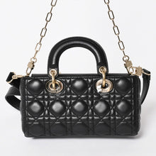 画像をギャラリービューアに読み込む, 極美品 Christian Dior クリスチャンディオール Lady D-Joyバッグ スモール M0613ONGE_M900 カナージュ ラムスキン ブラック 中古 4a003292