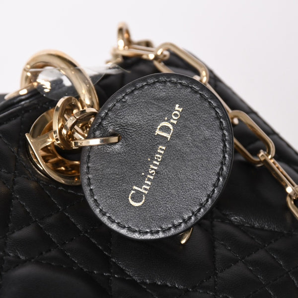 Very Good Condition Christian Dior Lady D-Joy Bag Small M0613ONGE_M900 Cannage Lambskin Black Used 4a003292